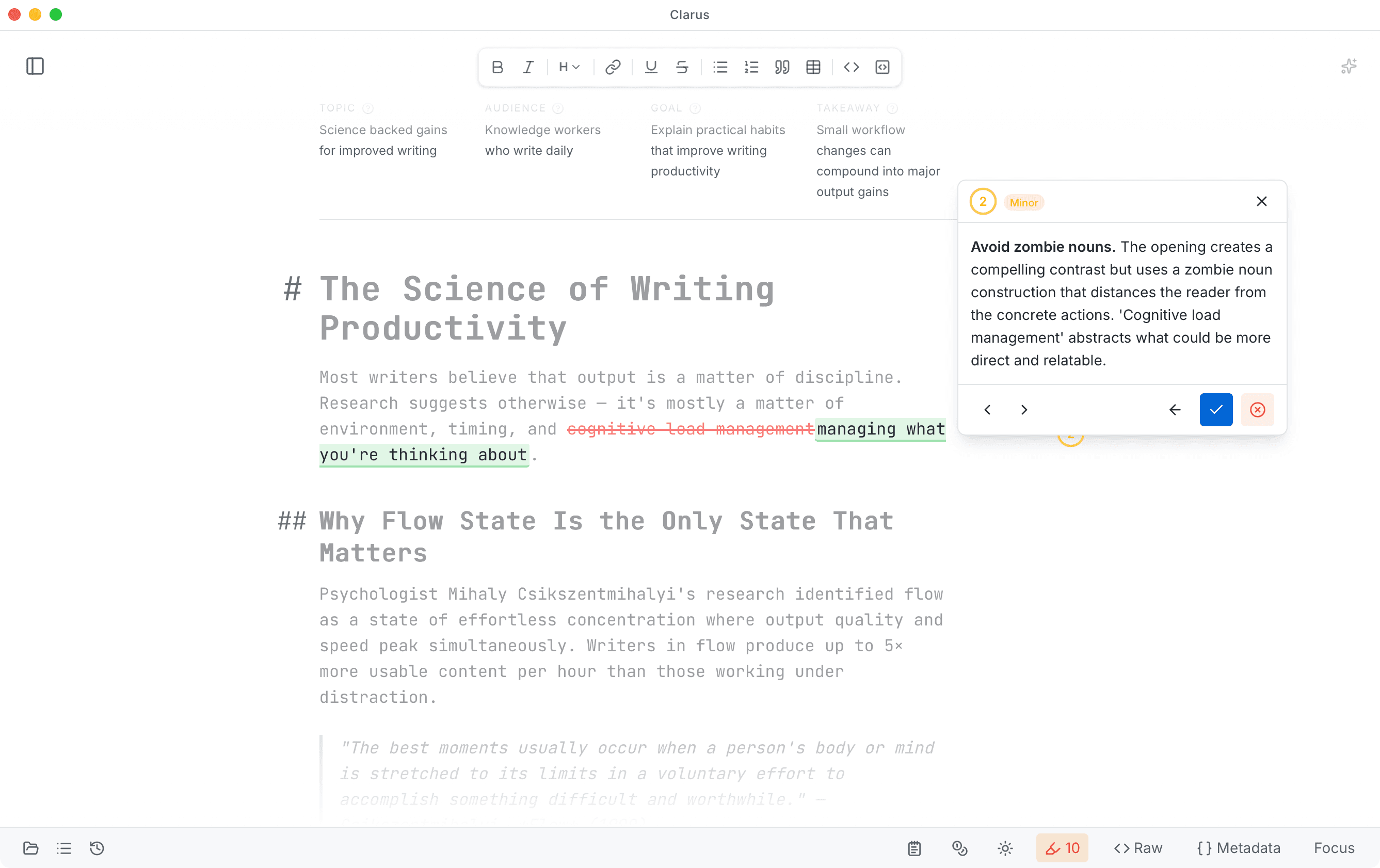 Clarus for Academics — Write With Clarity screenshot